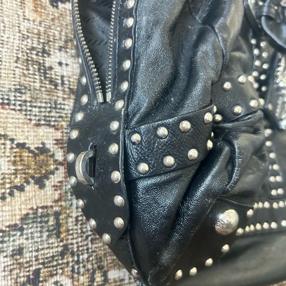 Rare Vintage Prada Black Leather Bag with Silver Studs Project Bag - Picture 11 of 16